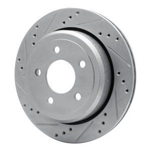 Ford Crown Victoria Brake Rotor (1) - Rear Left - R1 Concepts - Drilled & Slotted - Silver - `03-`11